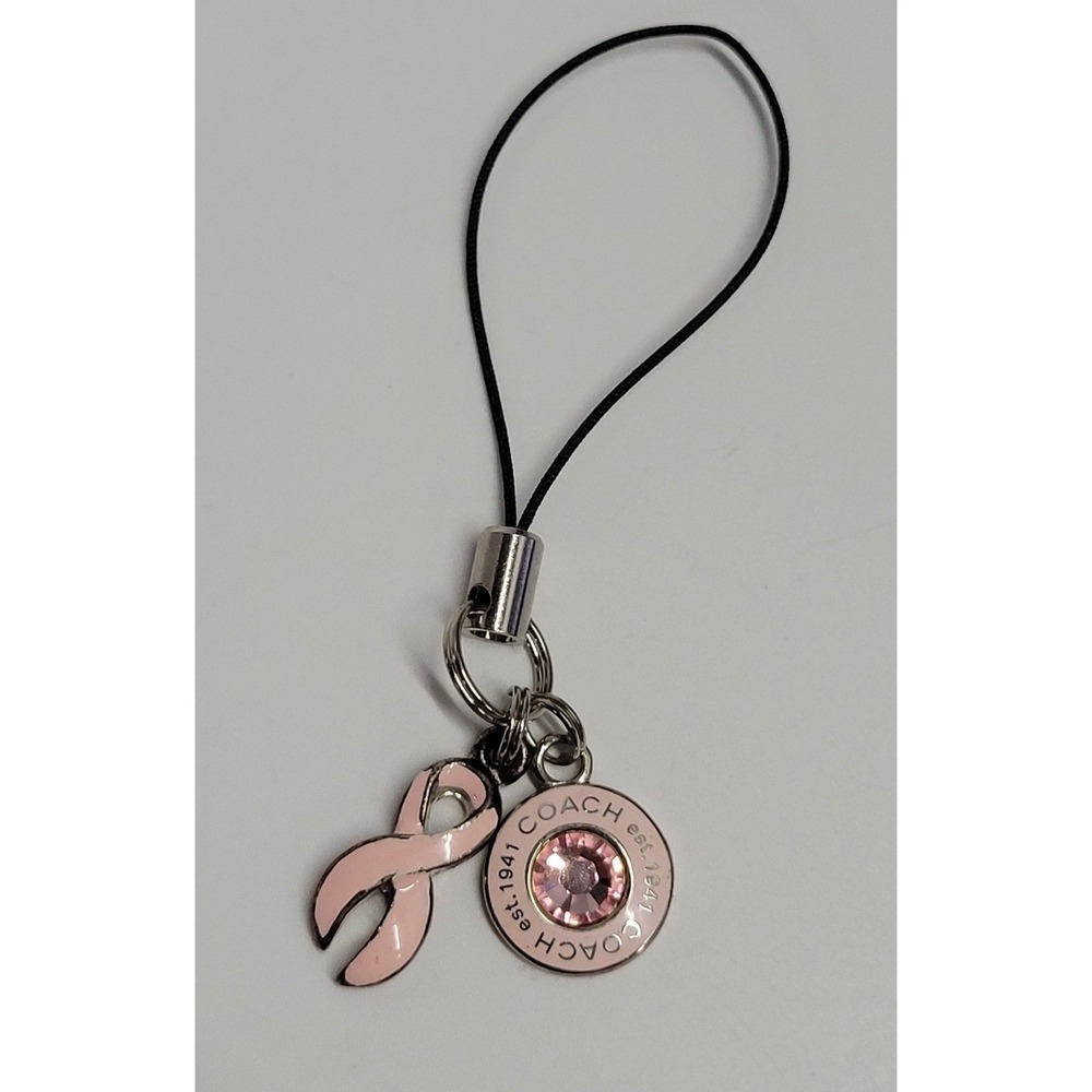 Coach Breast Cancer Awareness Pink Ribbon Crystal Medallion Charm